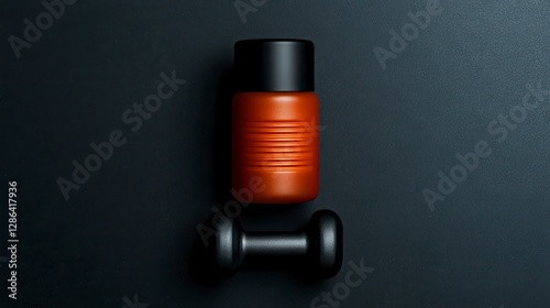 Bold Deodorant Bottle With Dumbbell Against Dark Background