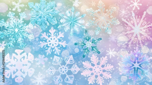 Winter Snowflakes Background. Festive Holiday Season Texture. Christmas Abstract Pattern.