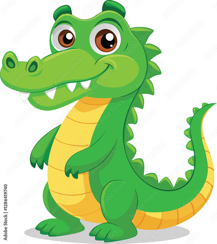 Fototapeta premium Cartoon Green Crocodile Character Illustration for Children's Content