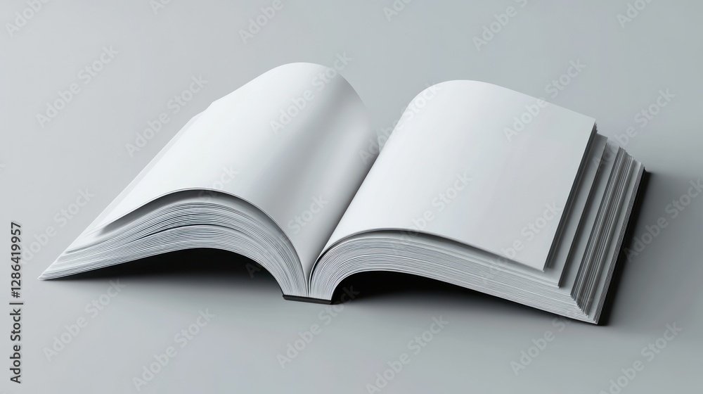 Obraz premium Magazine paper mockup with open pages showing page curves background wallpaper AI generated image