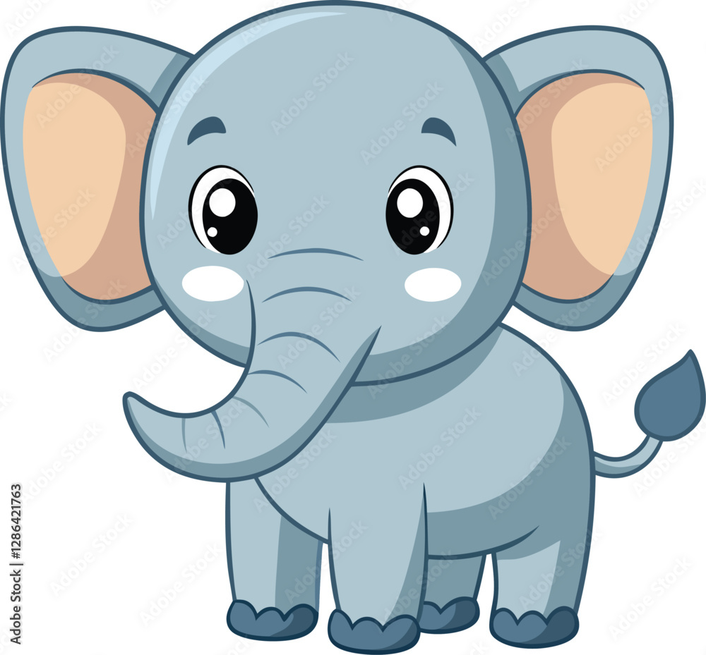 Fototapeta premium Cute Cartoon Elephant Character Illustration for Children and Design 