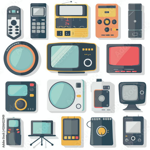 gadget, device, technology, background, modern, digital, vector, 3d, illustration, phone, electronic, mobile, headphones, wireless, equipment, headphone, headset, computer, design, object, hardware, s