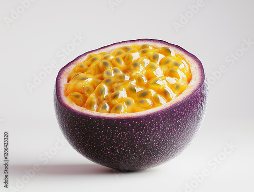 Vibrant and Juicy Sliced Passion Fruit: A Healthy Tropical Treat Rich in Vitamins and Flavor
