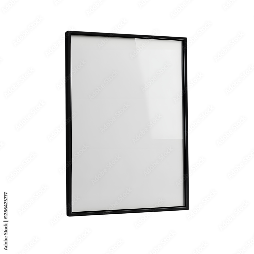 A sleek black picture frame with a glossy finish and reflective glass A sleek black picture frame with a glossy finish and reflective glass