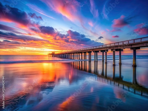 Wallpaper Mural Minimalist Twilight Sky: Scripps Pier, La Jolla Coastline, San Diego Pacific Ocean Sunset Photography Torontodigital.ca