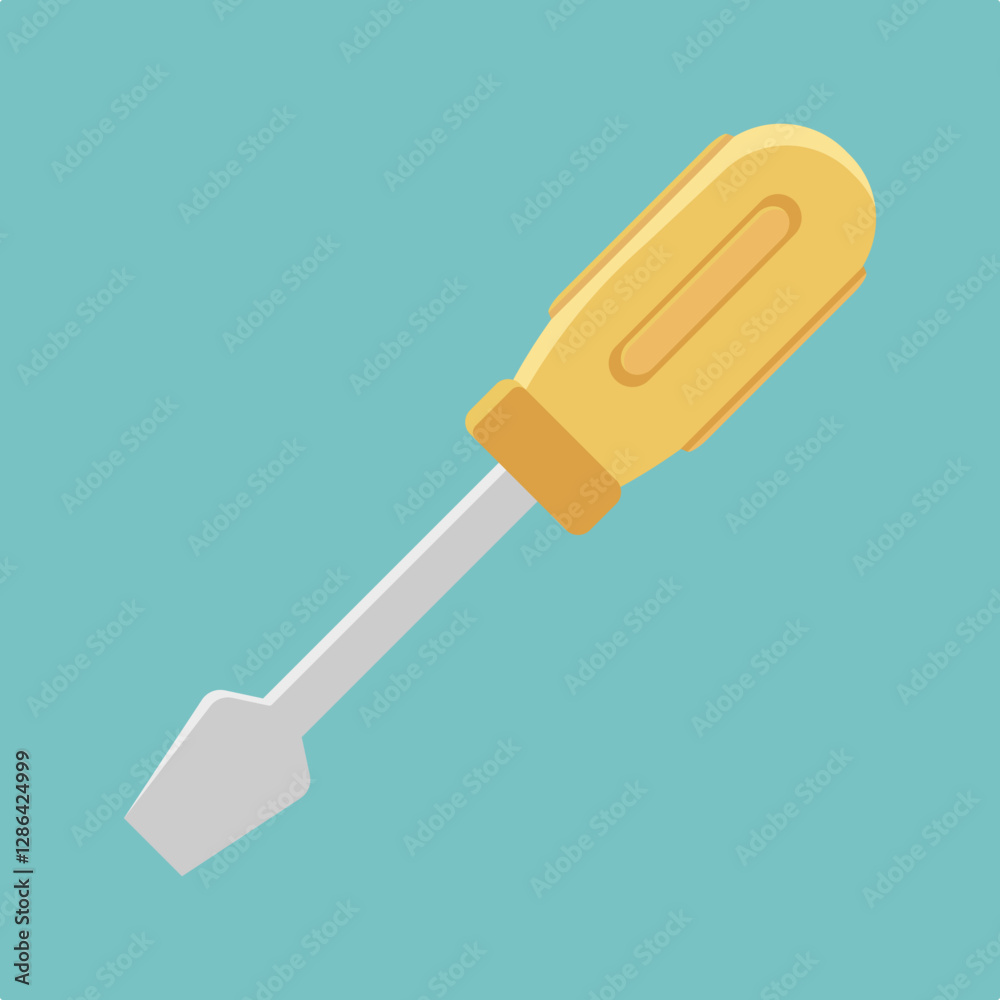 Illustration of a screwdriver with a yellow handle and a metal tip. A simple and modern design, perfect for tool icons, repair, mechanics, maintenance, or DIY projects in graphic design. Illustration of a screwdriver with a yellow handle and a metal tip. A simple and modern design, perfect for tool icons, repair, mechanics, maintenance, or DIY projects in graphic design.