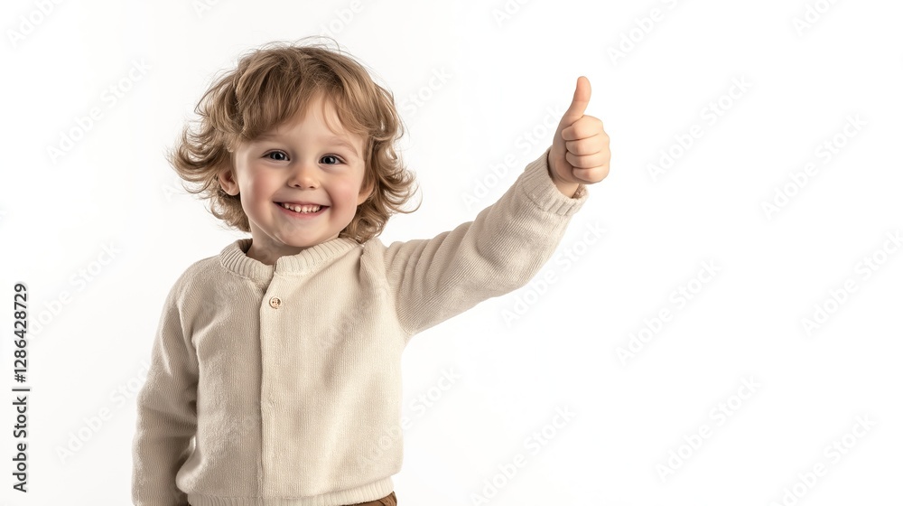 Happy Child Smiling and Pointing with Cheerful Expression Indoors Happy Child Smiling and Pointing with Cheerful Expression Indoors