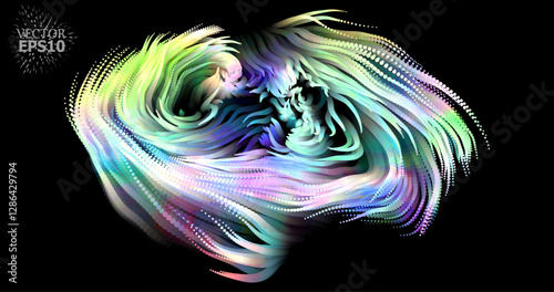 Colorful abstract texture created with Gradient flow and 3D structure imitate the movement of liquid or wind. Vibrant colors, volumetric waves and digital noise create a sense of depth and dynamics. I
