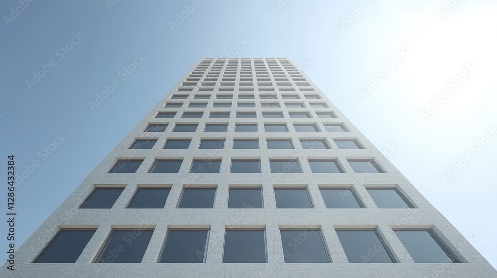 Aerial perspective of a towering structure featuring a prominent clock positioned atop its roof. Aerial perspective of a towering structure featuring a prominent clock positioned atop its roof.