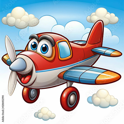 A fun and colorful cartoon airplane with a playful design