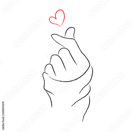 Korean Hand Heart Symbol - Vector Illustration of Love Gesture for Social Media, Cards, or Decorative Design


