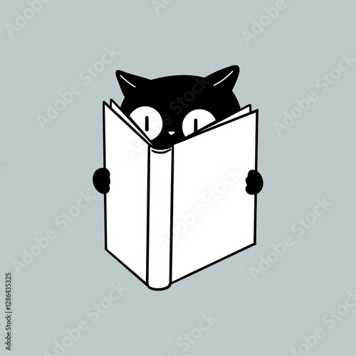 Black Cat Reading a Book