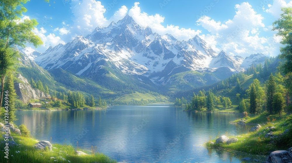 Fototapeta premium Alpine Lake Scenic View (1)