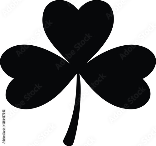 Shamrock black silhouette,Shamrock Clipart,leaf vector art,clover icon