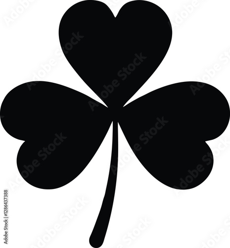 Shamrock black silhouette,Shamrock Clipart,leaf vector art,clover icon