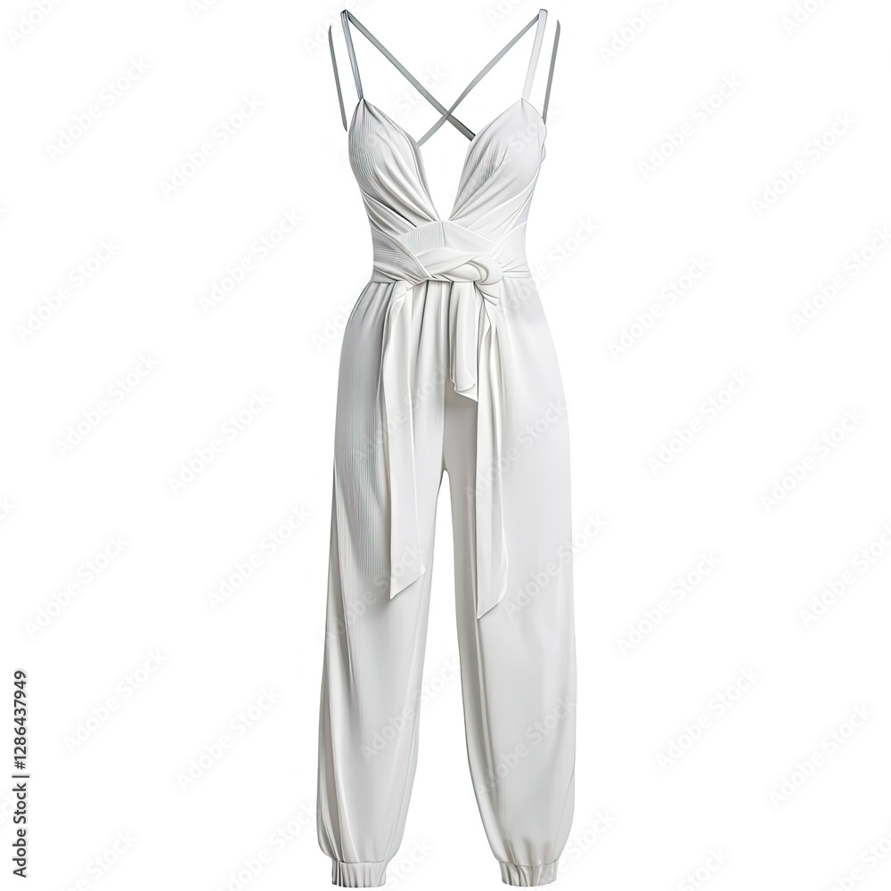 Detailed Color Image of a Photo Jumpsuit, Isolated on a White Background