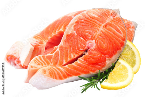 Obraz na płótnie Fresh salmon steak isolated w salonie