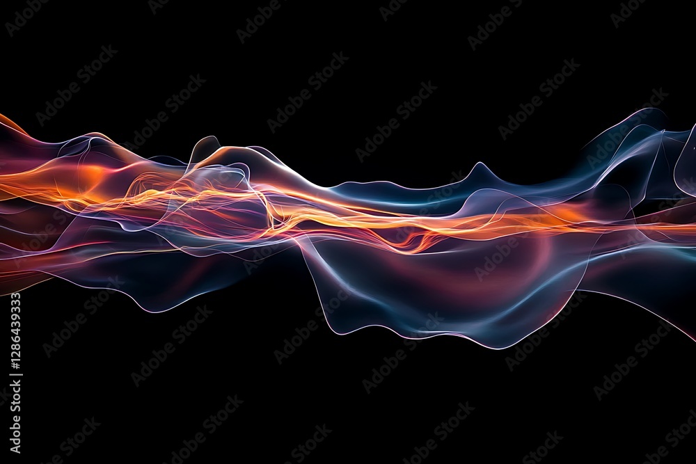 Obraz premium Abstract colorful wave flowing on black background