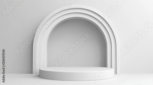 3d render, abstract minimal architectural background, arch niche, room