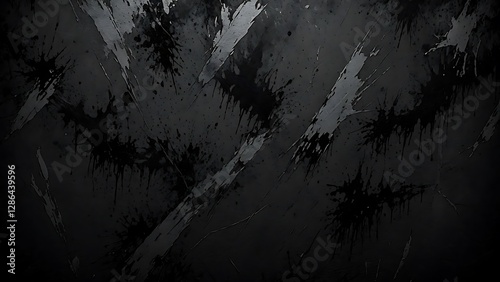 Abstract Dark Art: Black Ink Splatter and Brushstrokes