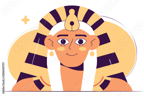 Cute egyptian pharaoh with traditional headdress vector illustration perfect for kids' designs, educational materials, or themed projects