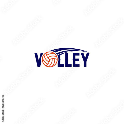 Volley Wordmark Logo. Volley Ball replacing letter "O".