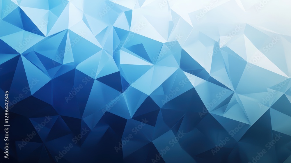Obraz premium Blue geometric abstract background, modern low poly design, digital texture, gradient shades, vibrant colors, creative wallpaper. Suitable for web and print use.