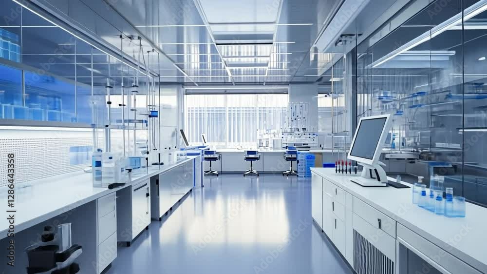 Modern Sterile Scientific Laboratory Interior Modern Sterile Scientific Laboratory Interior
