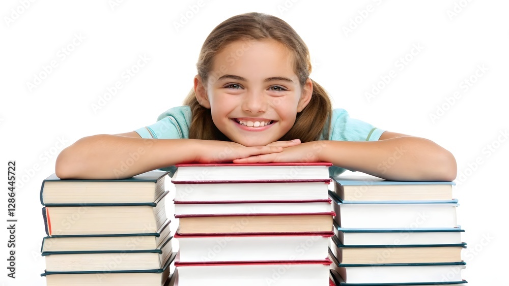 Happy Young Reader with a Stack of Books – Inspiring a Love for Learning Happy Young Reader with a Stack of Books – Inspiring a Love for Learning