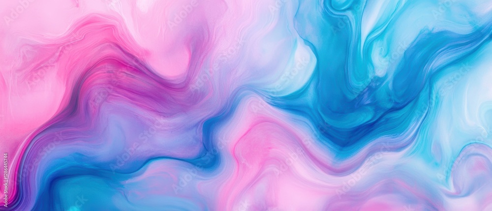 Colorful abstract background with swirls of pink and blue hues, perfect for creative designs, wallpapers, and social media graphics. Vibrant fluid art texture.