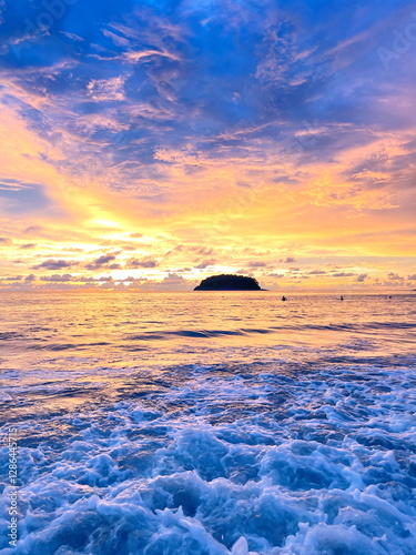 Beautiful landscape at sea with colorful sky.