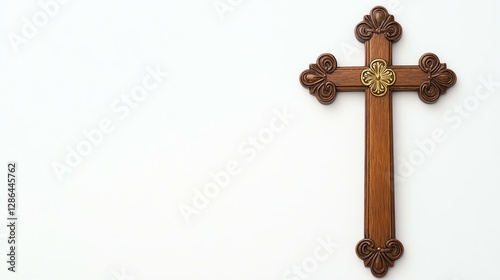Wallpaper Mural Wooden cross on white background emphasizing faith. Torontodigital.ca