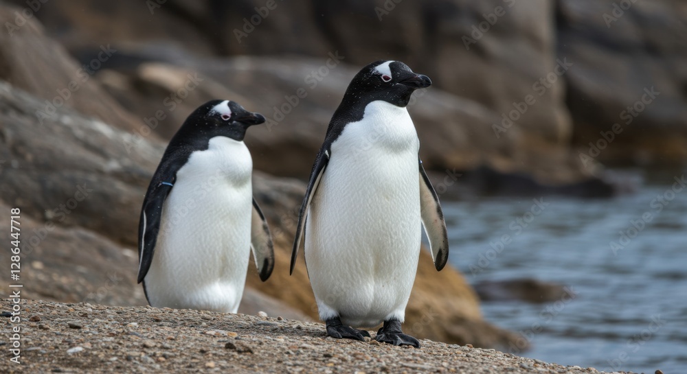 Fototapeta premium penguin on the rocks