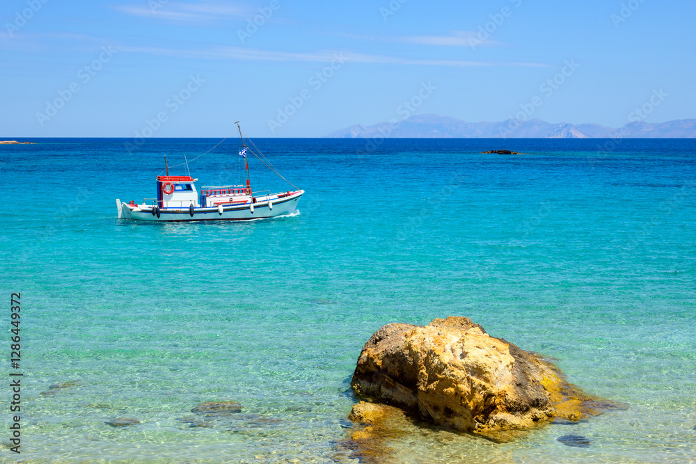 The Aegean Sea with crystal clear turquoise waters. Koufonissia, Small Cyclades, Greece