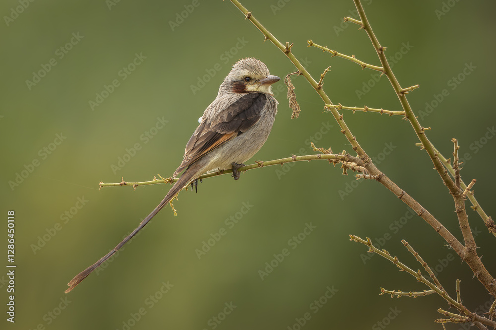 Naklejka premium Streamer-tailed tyrant perched on a branch