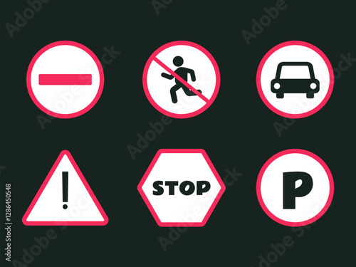 Free Download Road sign traffic isolated icon set. Vector flat graphic design cartoon illustration - GFXLoad