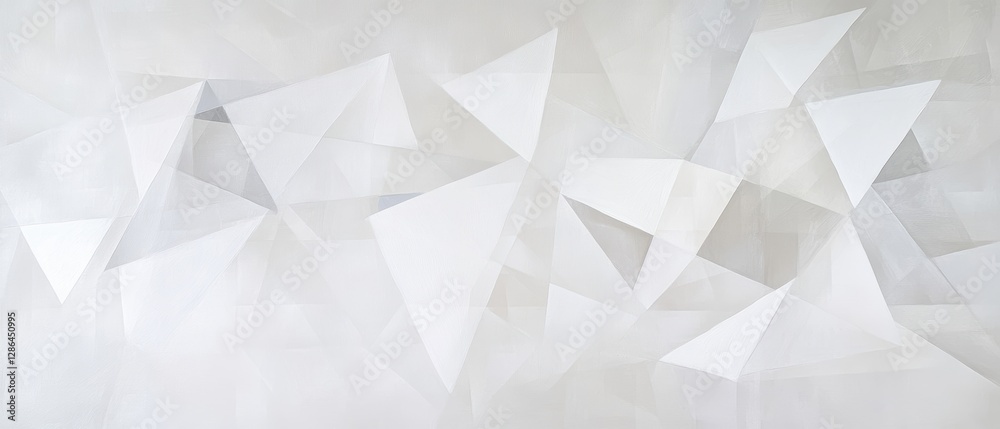 Geometric abstract background in soft white tones featuring overlapping translucent triangles for modern design and creative projects. Geometric abstract background in soft white tones featuring overlapping translucent triangles for modern design and creative projects.