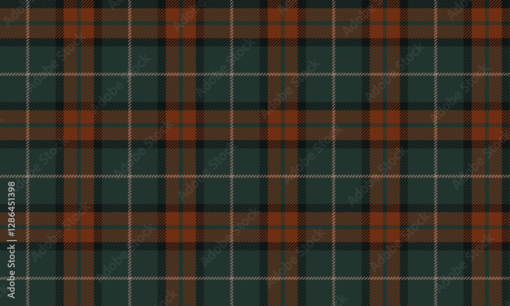 Obraz premium Seamless plaid pattern, green, orange, black, cream, suitable for designing clothes, skirts and pants, adding beauty and brightness to your designs.