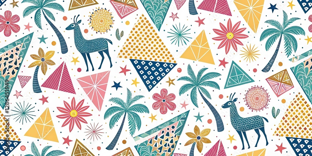 Naklejka premium Geometric Mother's Day Background, Abstract Pattern Design, Floral & Mandala Prints, Gift Wrapping Paper, Mothers Day Card Design, Spring Texture