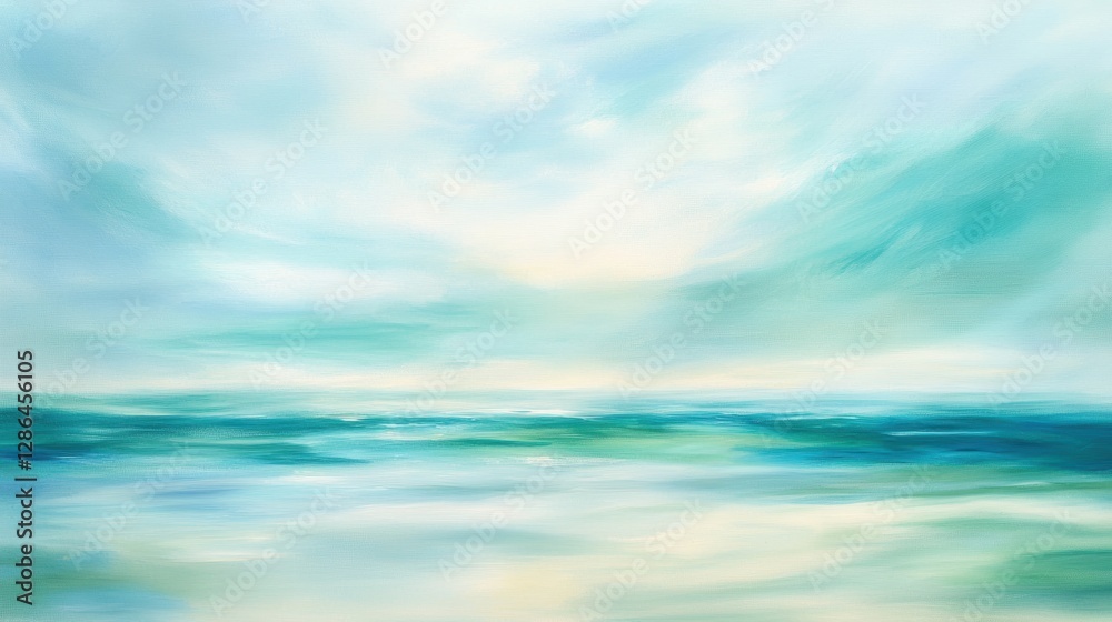 Serene ocean landscape with calm waters and subtle blue tones, abstract cloudy sky reflecting tranquility and peace in natures beauty. Serene ocean landscape with calm waters and subtle blue tones, abstract cloudy sky reflecting tranquility and peace in natures beauty.