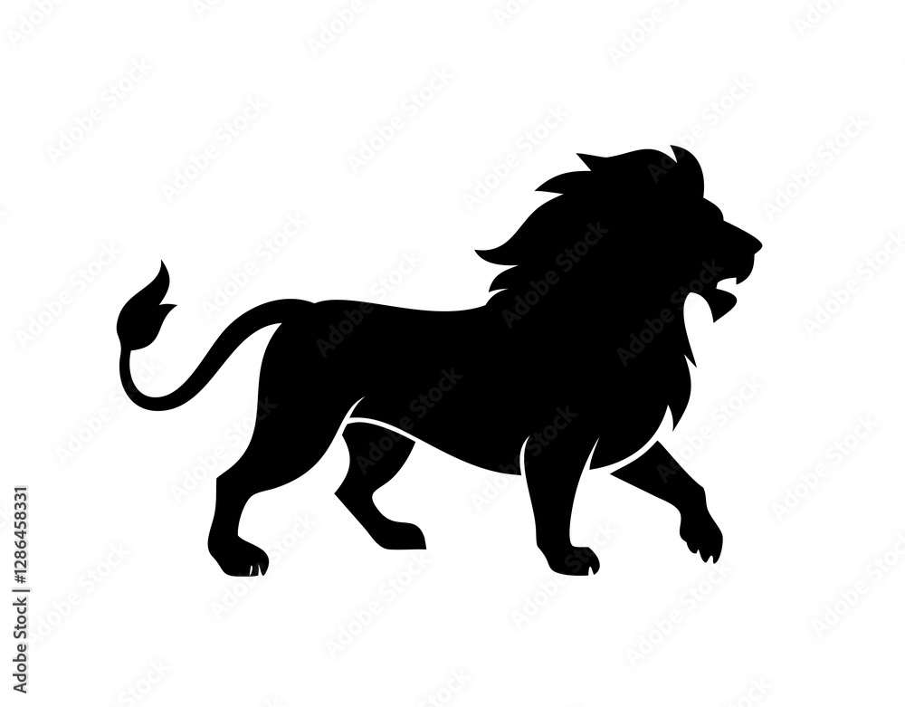 Obraz premium lion silhouette front view. isolated vector image