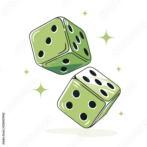 Vector illustration of two rolling dice, symbolizing luck, gambling, and chance. Fun and dynamic design.