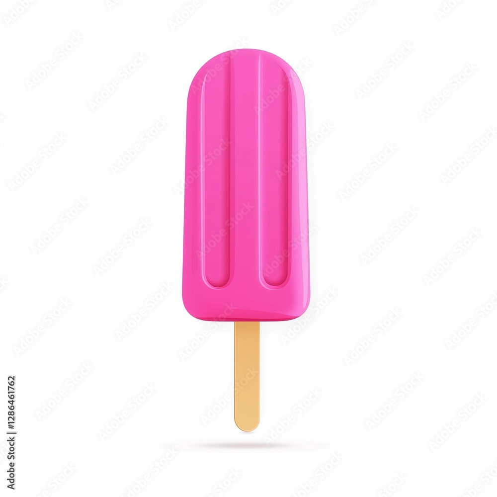 Pink Popsicle Ice Cream Isolated on a White Background Pink Popsicle Ice Cream Isolated on a White Background