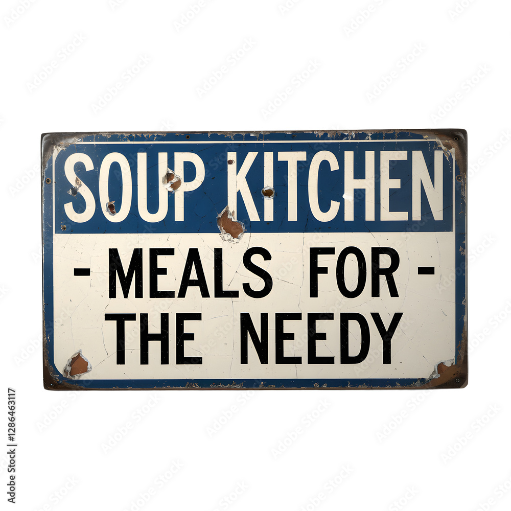 Great Depression Sign for hard times soup kitchen meals for the needy isolated transparent background Great Depression Sign for hard times soup kitchen meals for the needy isolated transparent background
