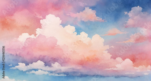 watercolor background with clouds