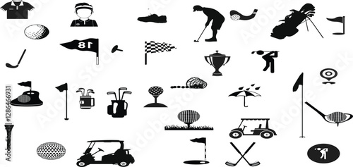 Golf club icon vector set. Golf illustration sign collection.