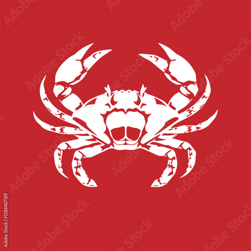 Minimal and abstract logo of crab vector silhouette seafood design symbol illustration.
