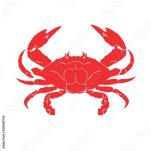 Minimal and abstract logo of crab vector silhouette seafood design symbol illustration.