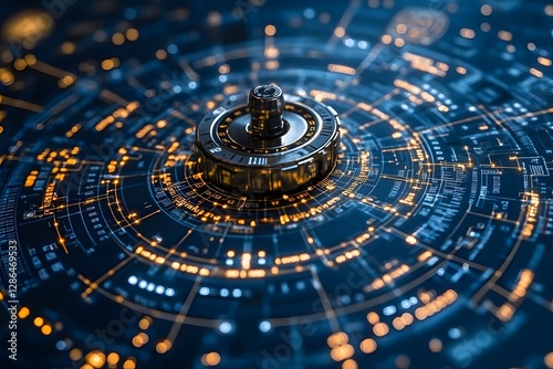 Wallpaper Mural Futuristic Tech Interface Design with Glowing Digital Circuits Torontodigital.ca