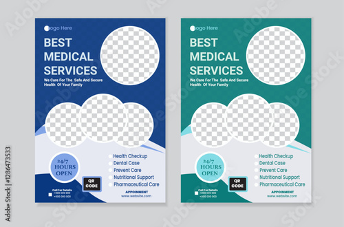 Medical flyer design tamplate A4 size. Creporate healthcare layout tamplate design .Professional medical flyer design service 